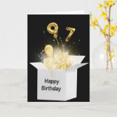 Carte 97e anniversaire Ballons en boîte blanche (Fleur jaune)