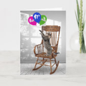 Carte 97e Anniversaire Chat avec Ballons (Devant)