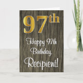 Carte 97e anniversaire : Elégant look d'or Faux #, Faux  (Devant)