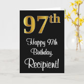 Carte 97e anniversaire ~ Elégant luxe Faux Gold Look # (Fleur jaune)