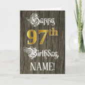 Carte 97e anniversaire : Faux Gold Look + Faux Wood Moti (Devant)