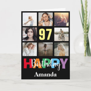 Carte 97e anniversaire heureux Collage photo moderne Noi