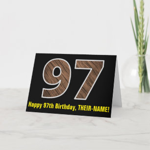 Carte 97e anniversaire : Nom + Motif de grain de bois fa