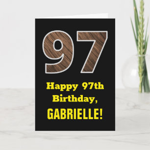Carte 97e Anniversaire : Nom, Motif imitation bois "97"