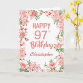 Carte 97e anniversaire Peach Peonies rose Aquarelle Flor (Fleur jaune)