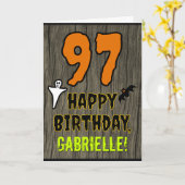 Carte 97e anniversaire : Thème d'Halloween Éffrayant, No (Fleur jaune)