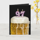 Carte 97th Birthday Bière sur noir (Fleur jaune)