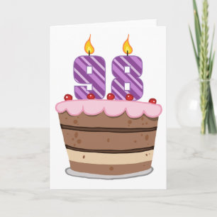 Carte 98 ans sur le gâteau d'anniversaire