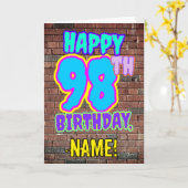 Carte 98e anniversaire - Amusant, Graffiti urbain inspir (Fleur jaune)