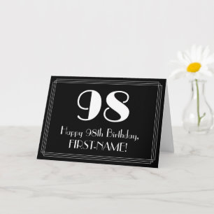 Carte 98e anniversaire ~ Art Déco Inspiré Look "98", Nom