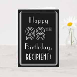 Carte 98e anniversaire : Art Déco Style # 98 & Custom Na
