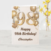 Carte 98e anniversaire Ballons d'or et Confetti Annivers (Fleur jaune)