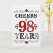 Carte 98e anniversaire Cheers en Motif noir blanc rouge (Fleur jaune)