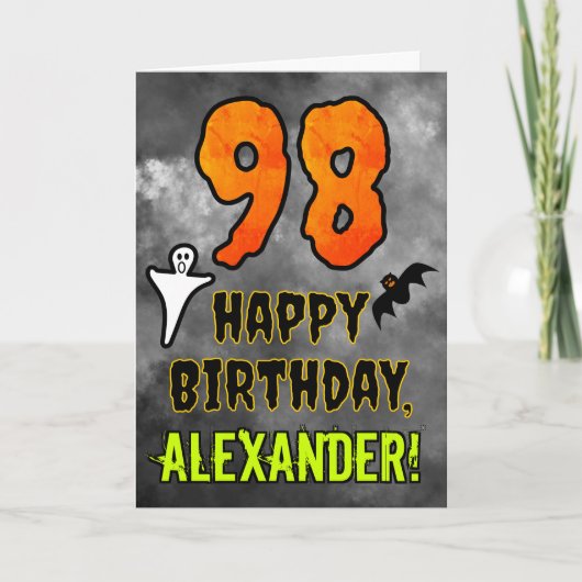 Carte 98e anniversaire : Eerie Halloween Thème + Nom per (Devant)