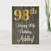 Carte 98e anniversaire : Elégant look d'or Faux #, Faux  (Devant)