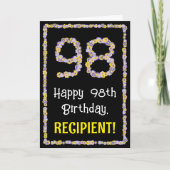 Carte 98e anniversaire : Floral Flowers Numéro, Nom pers (Devant)