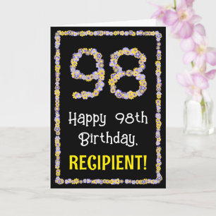 Carte 98e anniversaire : Floral Flowers Numéro, Nom pers