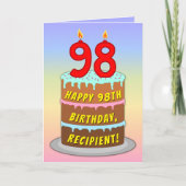 Carte 98e anniversaire — Fun Cake & Candles, avec nom pe (Devant)
