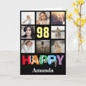 Carte 98e anniversaire heureux Collage photo moderne noi (Fleur jaune)