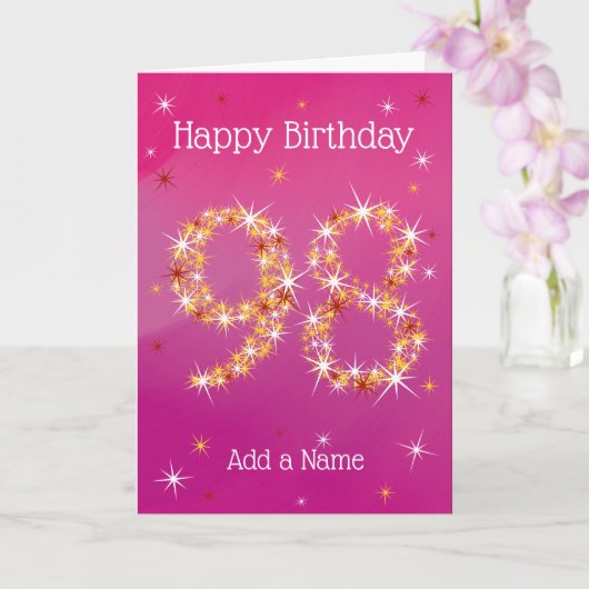 Carte 98e anniversaire - Numéro d'étoile - rose/pourpre  (Orchidée)