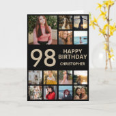 Carte 98e anniversaire Photo Collage 13 Photos Black & G (Fleur jaune)
