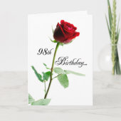 Carte 98e anniversaire Rose rouge (Devant)