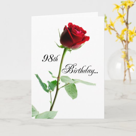 Carte 98e anniversaire Rose rouge (Fleur jaune)