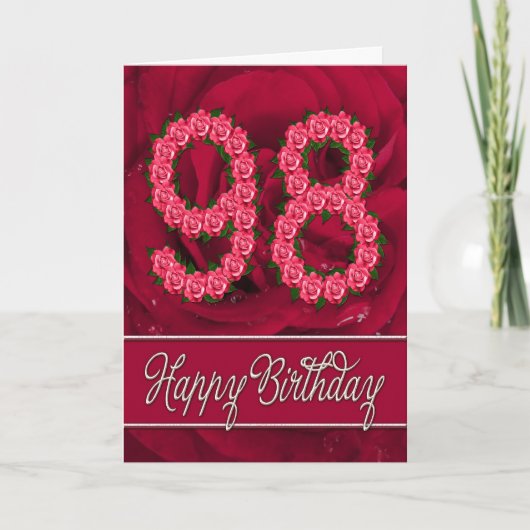 Carte 98ème anniversaire avec rose et feuille (Devant)