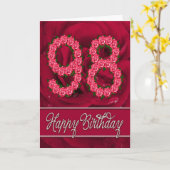 Carte 98ème anniversaire avec rose et feuille (Fleur jaune)