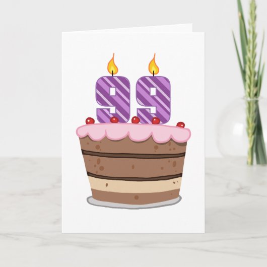 Carte 99 ans sur le gâteau d'anniversaire (Devant)