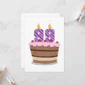 Carte 99 ans sur le gâteau d'anniversaire (Devant/Arrière en situation)