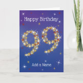 Carte 99e anniversaire - 99 en étoiles - Bleu - 99 ans C (Devant)