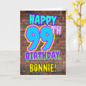 Carte 99e anniversaire - Amusant, Graffiti urbain inspir (Fleur jaune)
