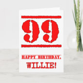 Carte 99e anniversaire : Amusant, Timbre en caoutchouc r (Devant)