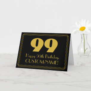 Carte 99e anniversaire : Art Déco Inspiré Look "99" & No