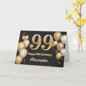 Carte 99e anniversaire Ballons noirs et or Anniversaire (Fleur jaune)