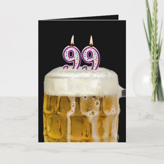 Carte 99e Anniversaire Bière en noir (Devant)