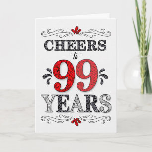 Carte 99e anniversaire Cheers en Motif noir blanc rouge