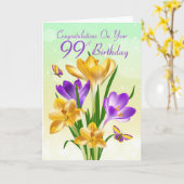 Carte 99e anniversaire Crocus jaune et violet (Fleur jaune)