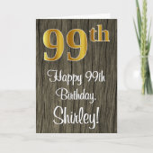 Carte 99e anniversaire : Elégant look d'or Faux #, Faux (Devant)