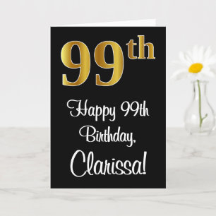 Carte 99e anniversaire ~ Elégant Luxueux Faux Gold Look 
