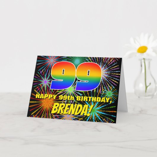 Carte 99e anniversaire : Feu d'artifice festif amusant e (Petite plante)