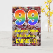 Carte 99e Anniversaire; Feuilles d'automne rustiques; Ar (Fleur jaune)