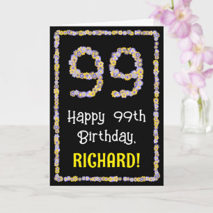 Carte 99e anniversaire : Floral Flowers Numéro, Nom pers