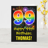 Carte 99e anniversaire : Fun Fireworks Motif + Rainbow 9 (Fleur jaune)