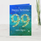 Carte 99e anniversaire - Nombres d'étoiles - Vert bleu - (Devant)