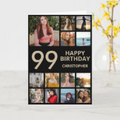 Carte 99e anniversaire Photo Collage 13 Photos Black & G (Fleur jaune)