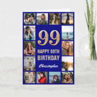 99e Joyeux Anniversaire Marine Bleu & Gold Photo C