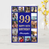 Carte 99e Joyeux Anniversaire Marine Bleu & Gold Photo C (Fleur jaune)
