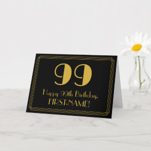 Carte 99ème anniversaire : Art Déco Inspiré Look "99" + 